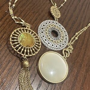 Lucky Brand Gold and Silver Pendant Necklace Trio